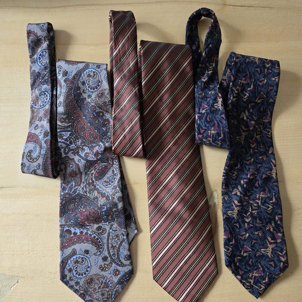 Men’s Silk & Patterned Neck Tie Bundle Set of 3